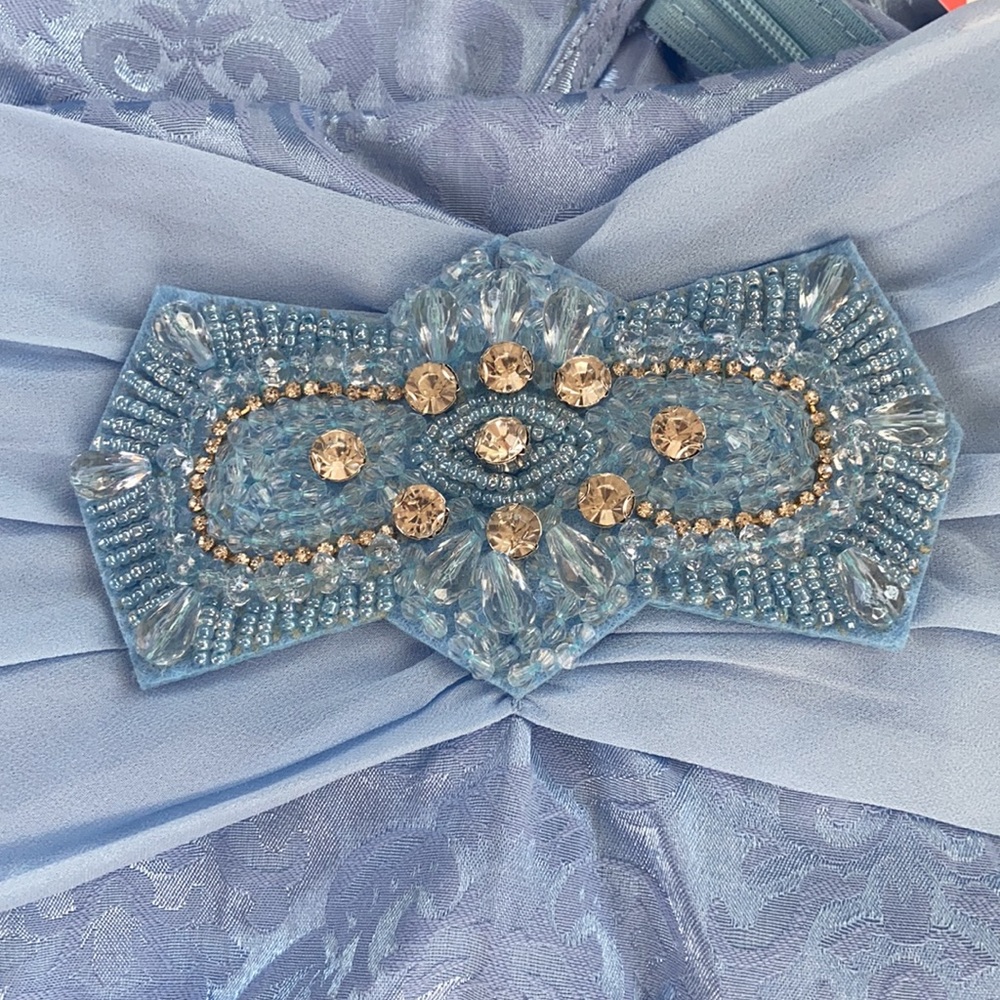 NWT Floryday Size L Blue Dress With Beautiful Waist Jewels No Fabric/Care Tag - Picture 6 of 13